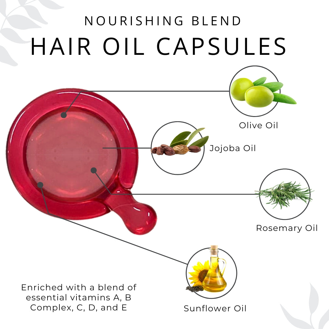 Lightweight Hair Oil Capsules - Nourishing Blend with Olive, Jojoba, S ...