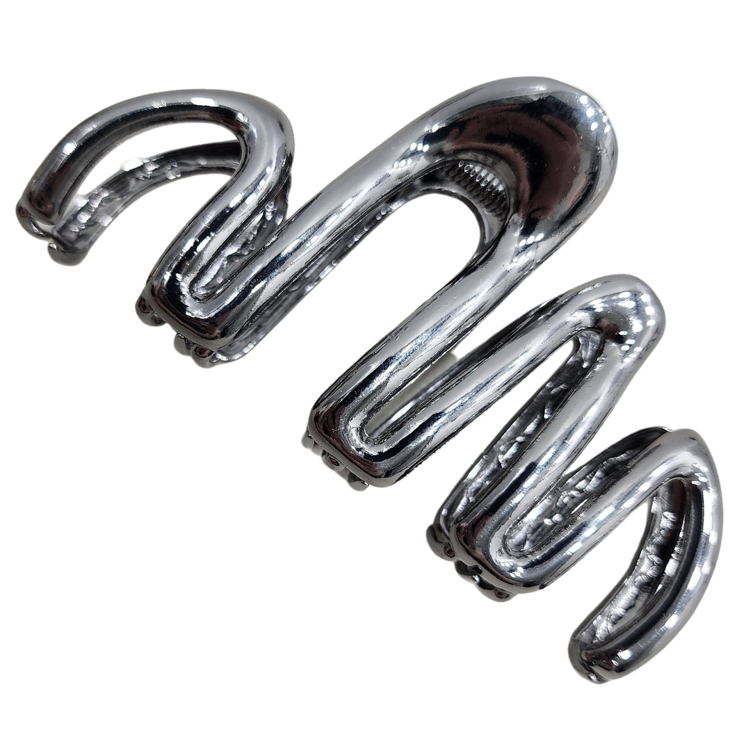 Metallic Whirl Claw Hair Clip (Metallic Gunmetal)
