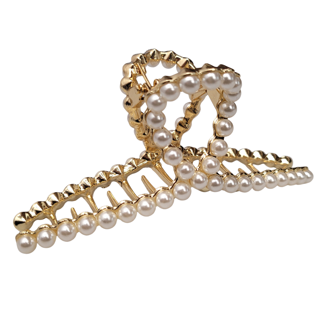 NWT 2 Pack Pearl Hair Claw Clamps Gold Metal Hair Claw Clips Amazon.com : 2 Pack Large Rhinestone Hair Clips, Crystal  main image 2