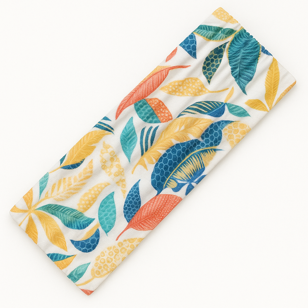 Rue – Wide Style Sports Wrap (Tropical Sunset Leaves)