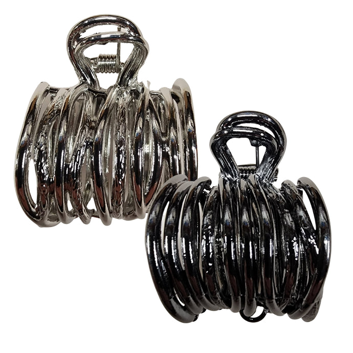 Metallic and Stranded Claw Hair Clip - 2 Pack