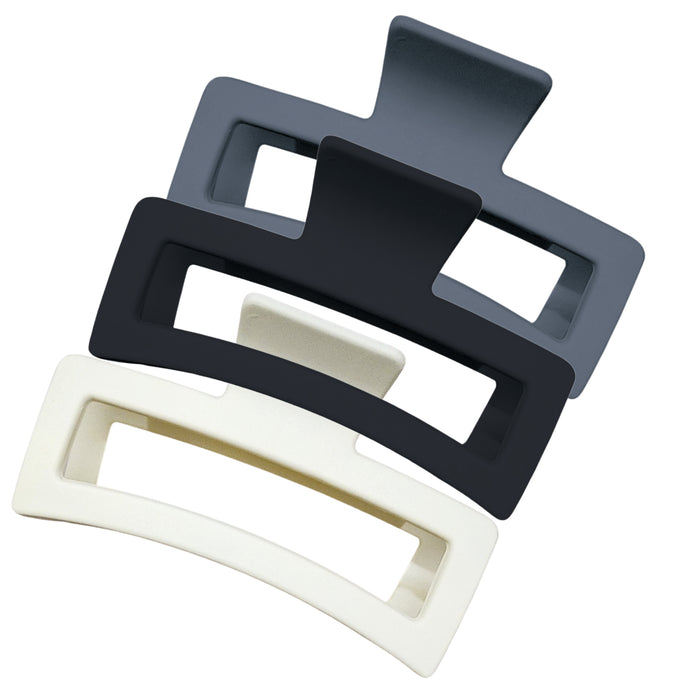 Rectangle Oversized Claw Hair Clip - 3 Pack