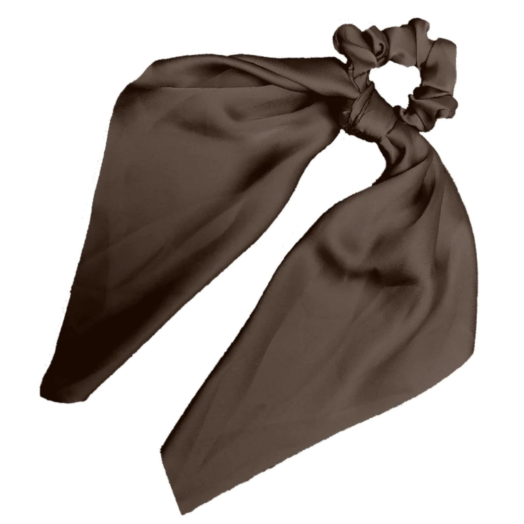 Sweet Sixteen - Long Tail Silk Scrunchie (Brown)