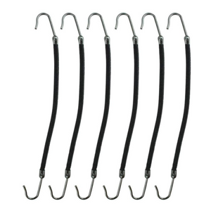 Bungee Professional Quality Elastics With Hooks - 6pc (5" Black)