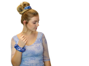 Silky and Smooth Metallic Dots Scrunchie (Aqua Marine)