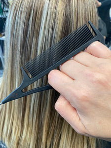 "Never Let Go" Carbon Fibre Styling and Highlighting Comb (Black 10.25") #2