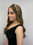 Floriated and Embroidered Wide Headband (Black Blossoms)