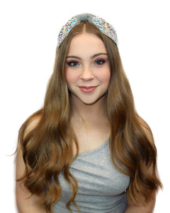 Floriated and Embroidered Wide Headband (Grey Blossoms)