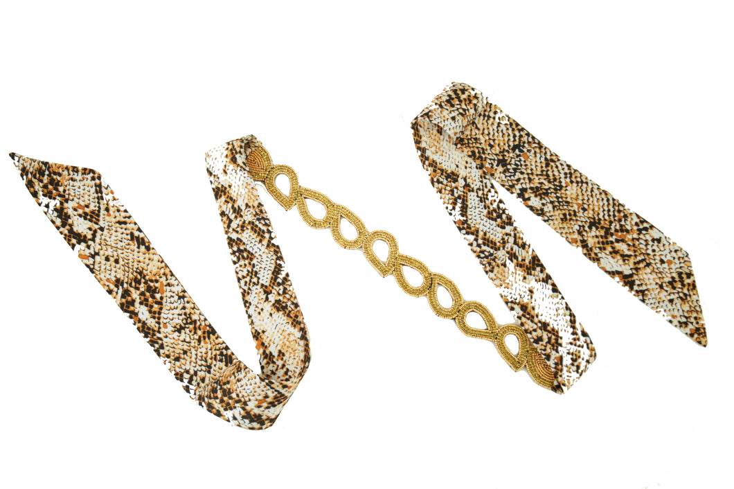 Miss Maison - Ribbon Head Wrap / Belt (Snake / Gold)