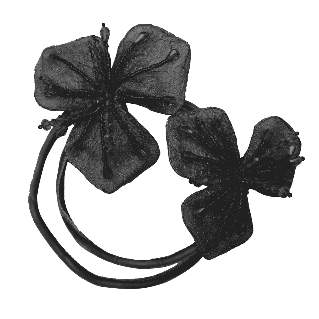 Envoltura flexible de flores dobles (negro)