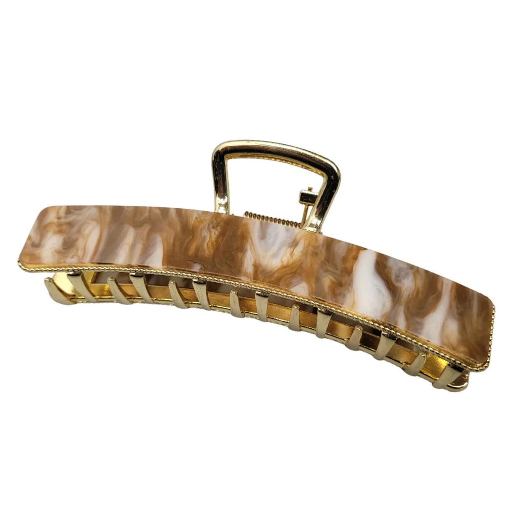 Bowed and Marbled Metal Clip (Cappuccino)