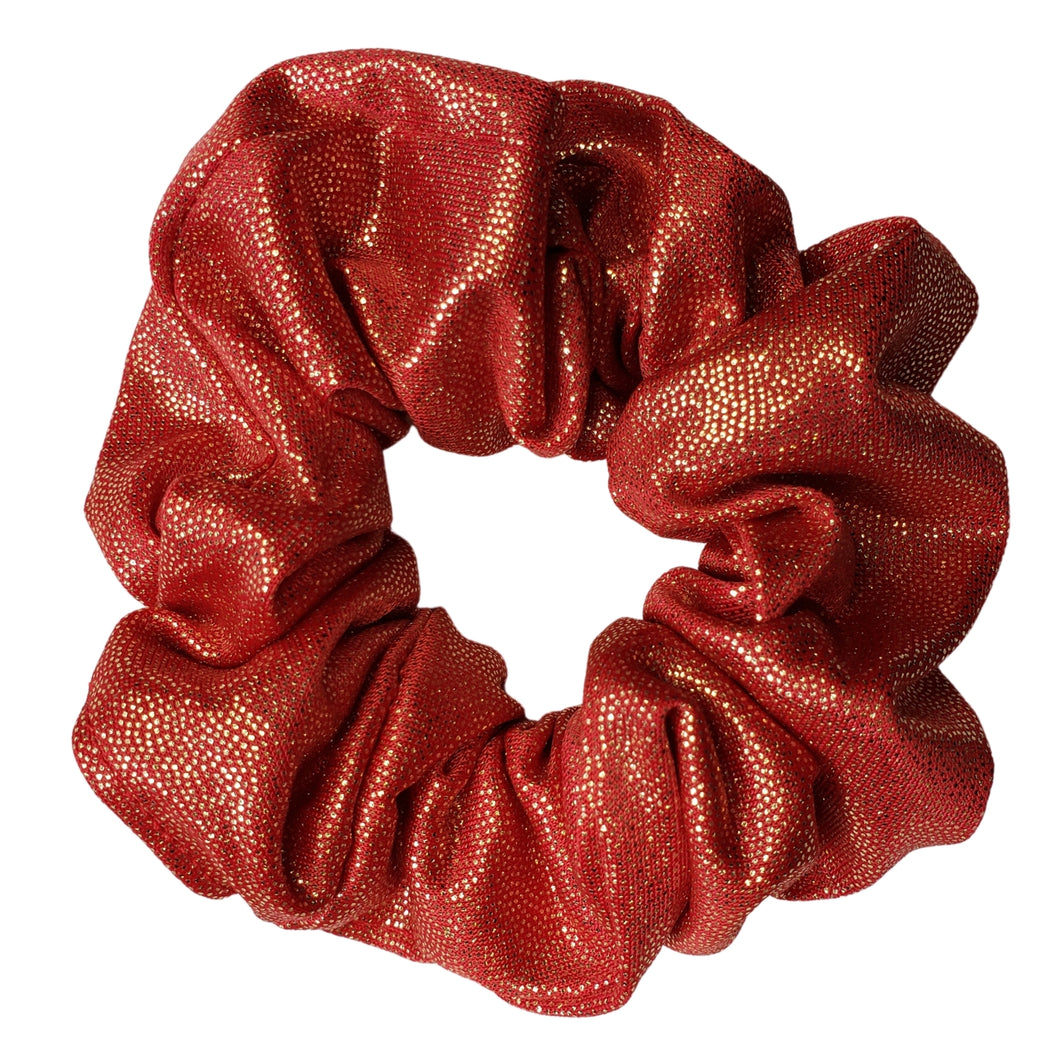 Silky and Smooth Metallic Dots Scrunchie (Royalty Red)