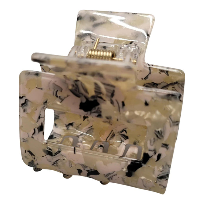 Square Marbled Claw Hair Clip (Granite)