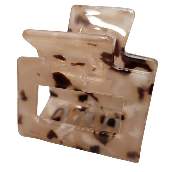 Square Marbled Claw Hair Clip (Latte)