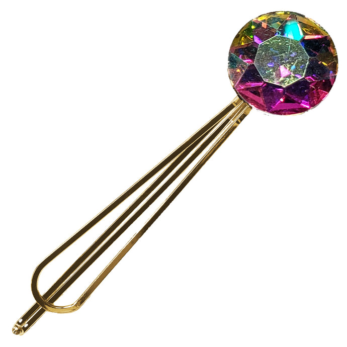 Bursting Crystal Rounded Metal Bobby Pin (A/B Crystal)