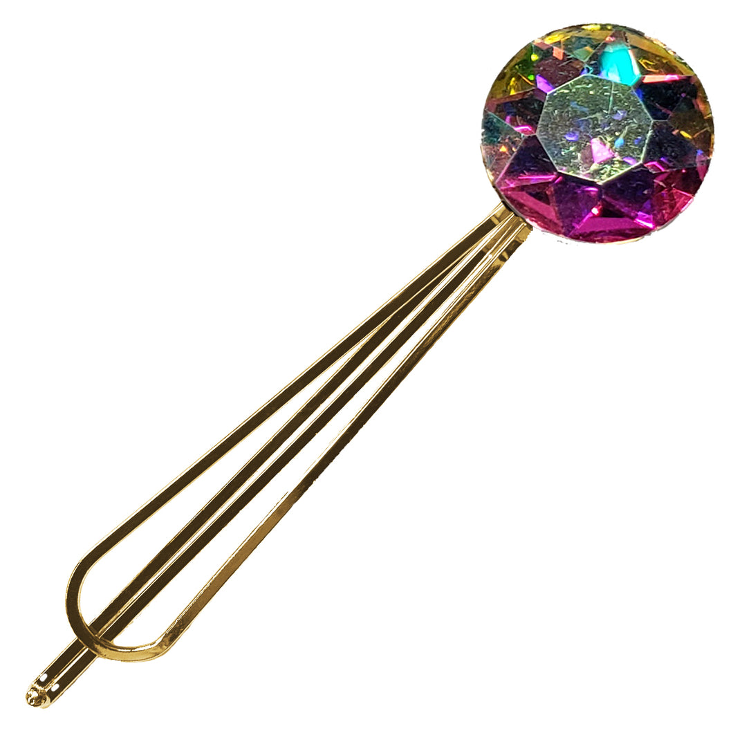 Bursting Crystal Rounded Metal Bobby Pin (A/B Crystal)