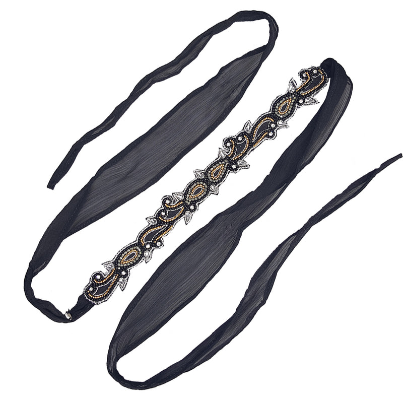 Violetta - Ribbon Head Wrap / Belt (Economical) – Pink Pewter display picture 2