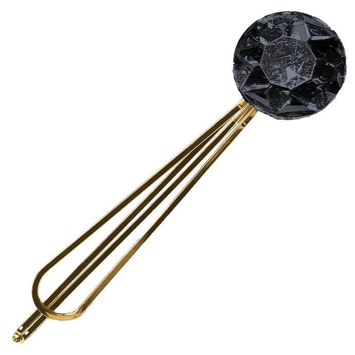 Bursting Crystal Rounded Metal Bobby Pin (Gunmetal)