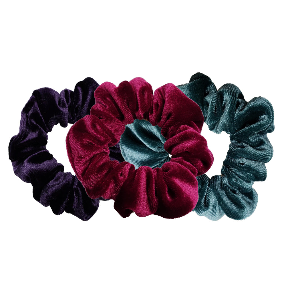 Luxe Velvet Scrunchie 3-Pack (Wild Berry)