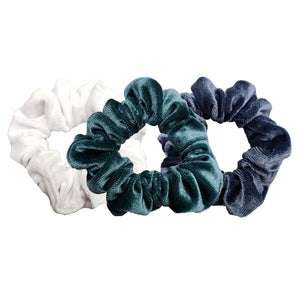 Luxe Velvet Scrunchie 3-Pack (Blue Coconut)