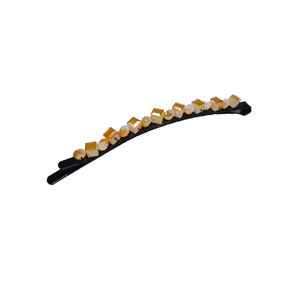 Brynlee- Beaded Rounded Bobby Pin (Beige)