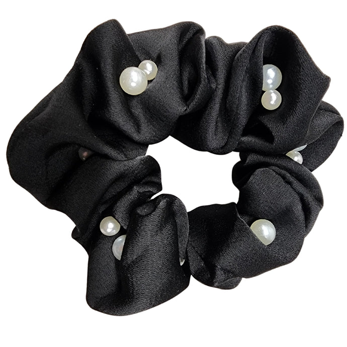 Flashy Pearl and Satin Scrunchie