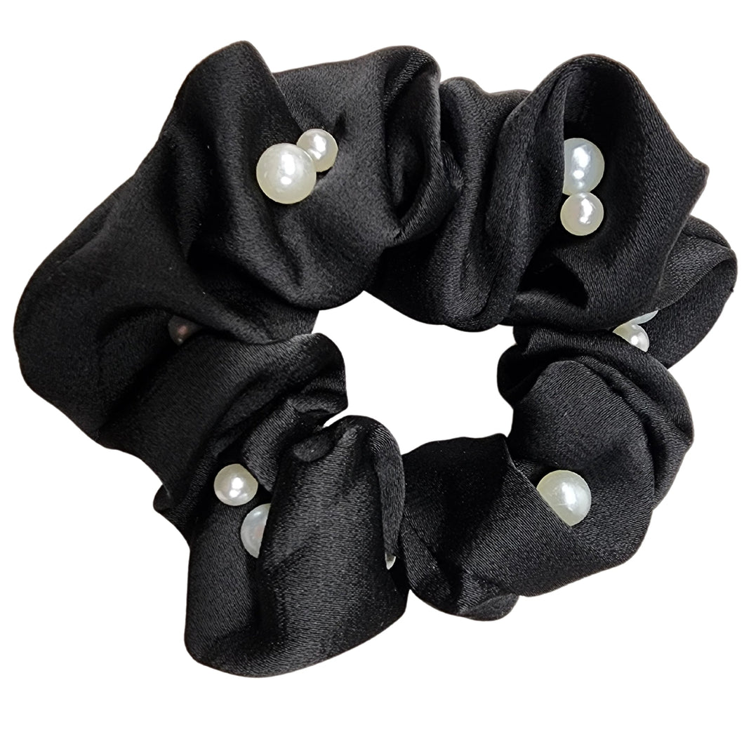 Flashy Pearl and Satin Scrunchie