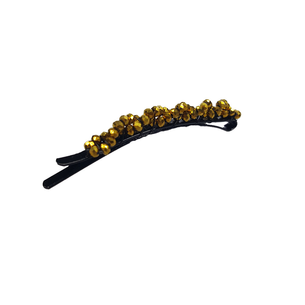 Bobbi - Beaded Rounded Bobby Pin (Gold)