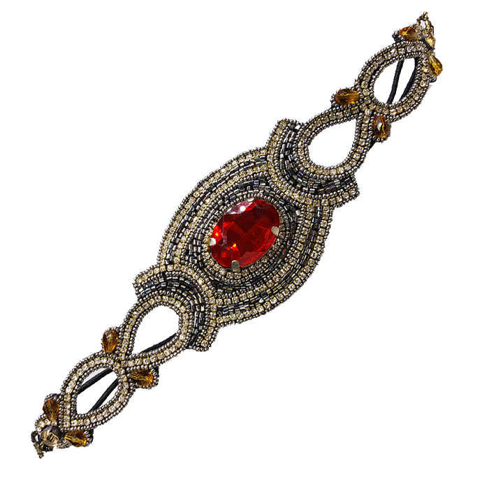 Harlow- Red Detachable Stretch Band (with Hook Loops)