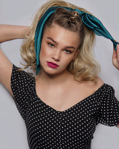 Sweet Sixteen - Long Tail Silk Scrunchie (Teal)