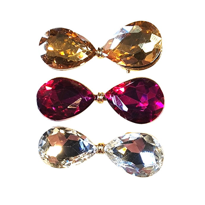 Mini Gem Cut Bow Clips - 3 Pack