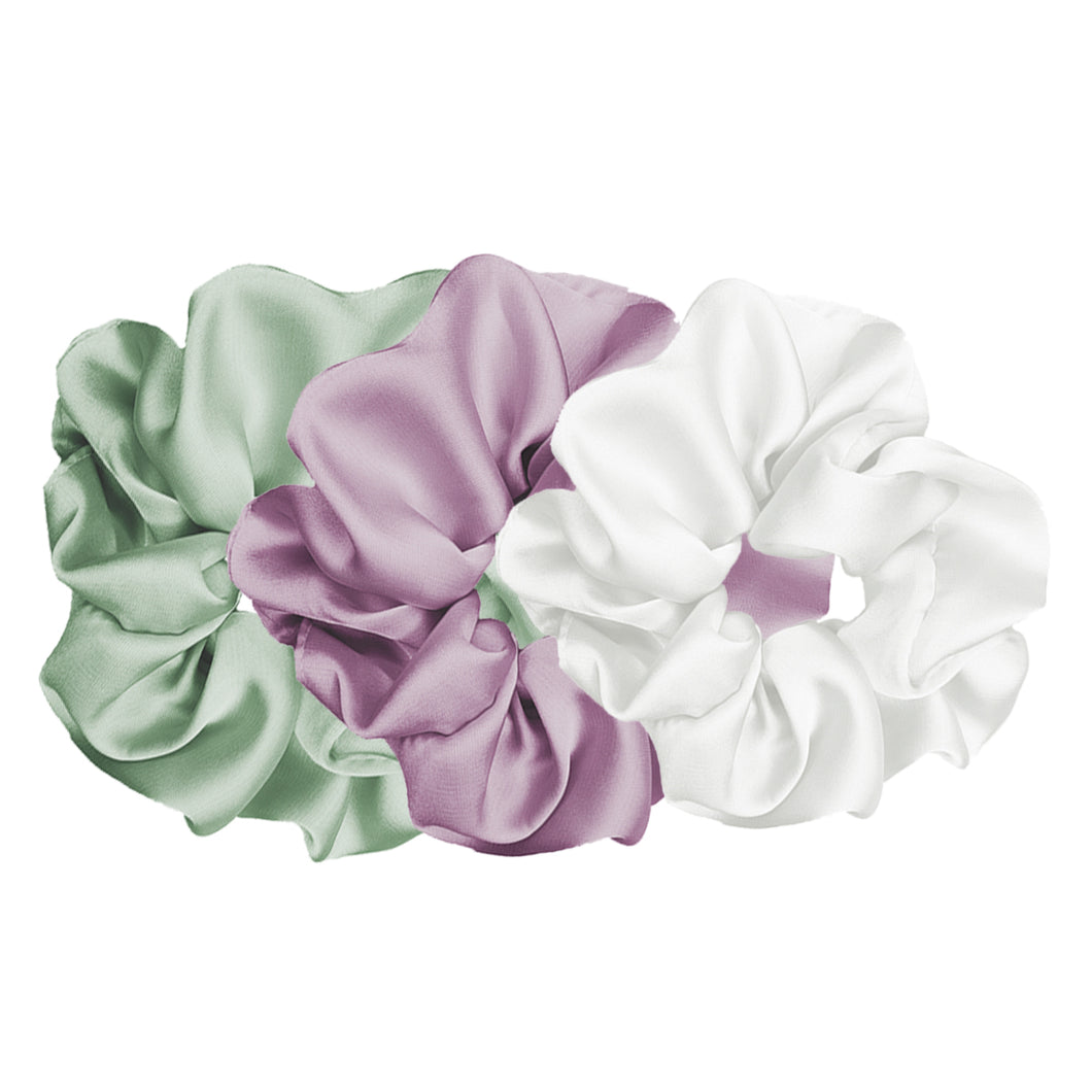 Luxe Plush Scrunchie - Silver Mist (3pcs)
