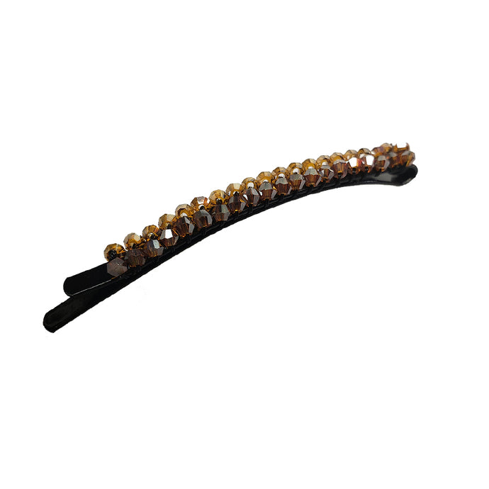 Bobbi - Beaded Rounded Bobby Pin (Root Beer)