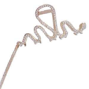 Serpentine Metal Claw Clip with Tassel (Gold)