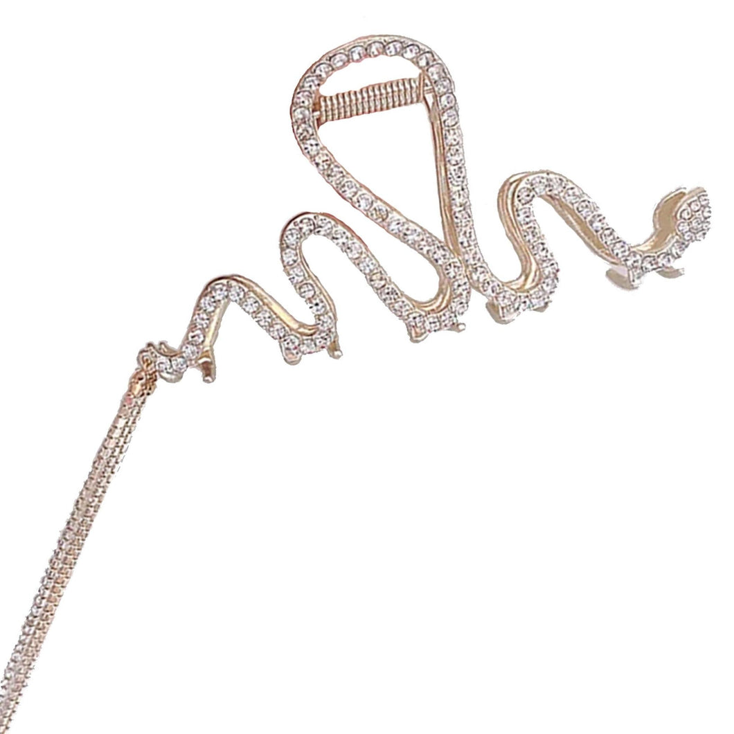 Serpentine Metal Claw Clip with Tassel (Gold)