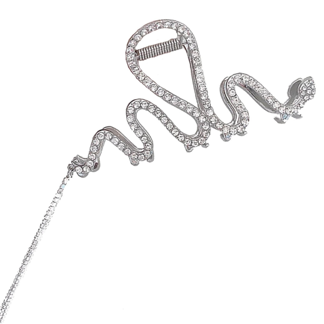 Serpentine Metal Claw Clip with Tassel (Silver)