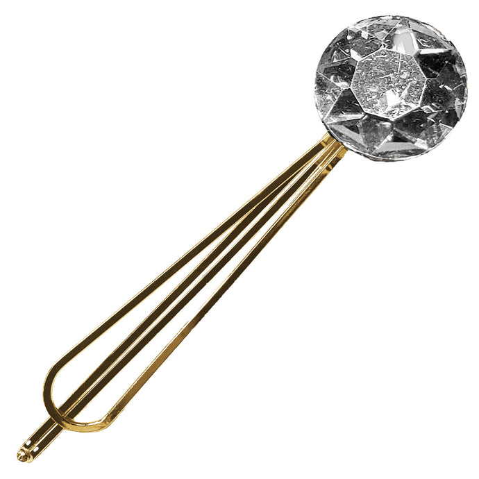Bursting Crystal Rounded Metal Bobby Pin (Silver)