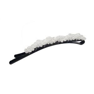 Bobbi - Beaded Rounded Bobby Pin (White Smoke)