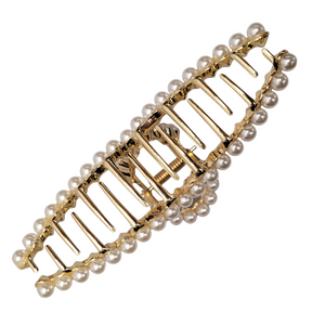 Clip de garra de metal con perlas enrolladas